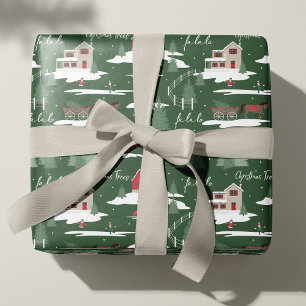 Papier Cadeau Festive Fala Vintage Christmas Tree Farm Enveloppe