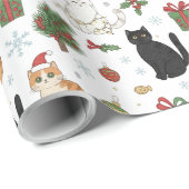 Papier Cadeau Festive Felines Christmas Wrapping Paper (Coin rond)