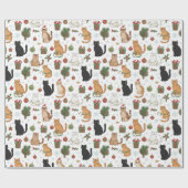 Papier Cadeau Festive Felines Christmas Wrapping Paper (Plat)