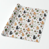 Papier Cadeau Festive Felines Christmas Wrapping Paper (Déroulé)
