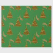 Papier Cadeau Festive Golden Trees sur Green Christmas (Plat)