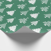 Papier Cadeau Festive Green and White Christmas Tree Pattern (Coin)