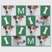 Papier Cadeau Festive Green Chig Bones Photo Collage Noël (Plat)