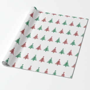 Papier Cadeau Festive Green et Red Christmas Tree cadeau de vaca