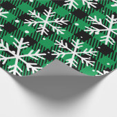 Papier Cadeau Festive Green Plaid Snowflake Buffalo Check Gift (Coin)