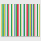 Papier Cadeau Festive Green Red Gold Blue Vertical Stripes (Plat)
