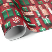 Papier Cadeau Festive Holiday Wonderland Wrapper Papier (Coin rond)
