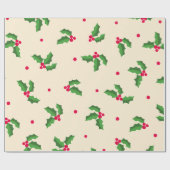 Papier Cadeau Festive Holly Pattern (Plat)