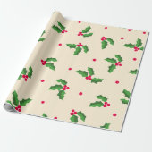 Papier Cadeau Festive Holly Pattern (Déroulé)