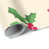 Papier Cadeau Festive Holly Pattern (Coin rond)