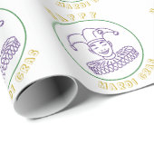 Papier Cadeau Festive Jester - Mardi Gras - Carnival Celebration (Coin rond)