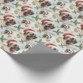 Papier Cadeau Festive Mastiff Christmas Holly Watercolor Wrap (Coin)