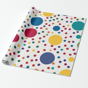 Papier Cadeau Festive motif confetti dans un arc-en-ciel de coul