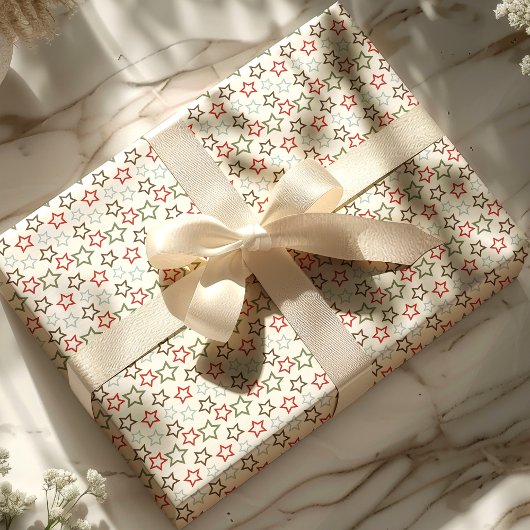 Papier Cadeau Festive Multicolor Star Noël