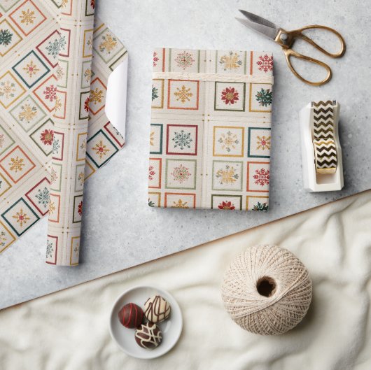 Papier Cadeau Festive Nine-Square Holiday Motif Design (Artisanat)