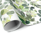 Papier Cadeau Festive Noël aquarelle feuillage (Coin rond)