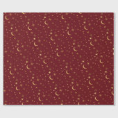 Papier Cadeau Festive Noël Céleste Lune & Étoiles (Plat)