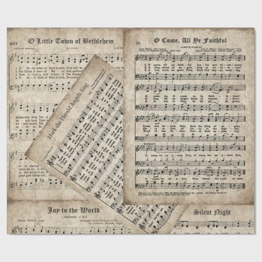 Papier Cadeau Festive Noël Partition Musique Compilation (Plat)