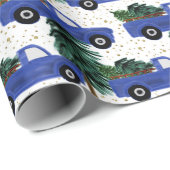 Papier Cadeau Festive Noël Pays camion carrelé fête (Coin rond)