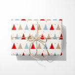 Papier Cadeau Festive Nordic Christmas Trees - Rouge, Bleu & Bei<br><div class="desc">Enveloppez vos cadeaux dans un charme festif avec ce papier d'emballage d'arbre de Noël d'inspiration nordique. Avec un mélange ludique d'arbres rouges, bleus et beiges ornés de délicats flocons de neige, ce design apporte une touche scandinave moderne et cosy à vos fêtes de vacances. L'arrière - plan blanc cassé et...</div>