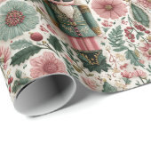 Papier Cadeau Festive Nutcracker in Pink & Green (Coin rond)