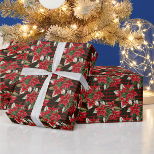 Papier Cadeau Festive Pays Plaids de Noël fleurs