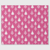 Papier Cadeau Festive Pink and White Christmas Tree Pattern (Plat)