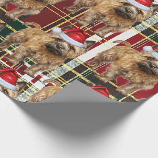 Papier Cadeau Festive Plaid Cairn Terrier Amoureux des chiens No (Coin)
