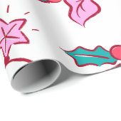 Papier Cadeau Festive Poinsettia Holiday (Coin rond)