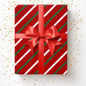 Papier Cadeau Festive Rouge Vert rayures Noël
