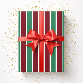 Papier Cadeau Festive Rouge Vert rayures Noël
