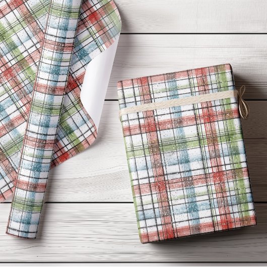 Papier Cadeau Festive Rustique Plaid hiver