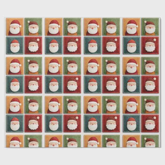 Papier Cadeau Festive Santa Pattern in Bright Blocks (Plat)