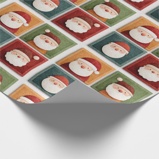 Papier Cadeau Festive Santa Pattern in Bright Blocks (Coin)