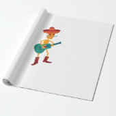 Papier Cadeau Festive Skeleton Guitar Player (Déroulé)