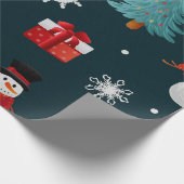 Papier Cadeau Festive Snowmen Christmas Trees Holiday Gift (Coin)