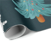 Papier Cadeau Festive Snowmen Christmas Trees Holiday Gift (Coin rond)