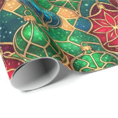 Papier Cadeau Festive Stained Glass Ornament Pattern (Coin rond)