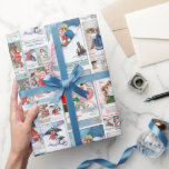 Papier Cadeau Festive Vintage hiver Fun Christmas Card Collage<br><div class="desc">Coloré,  festif et fantaisiste collage de cartes de Noël avec des scènes d'enfants joyeux et leurs animaux de compagnie qui aiment les vacances d'hiver à Noël.</div>
