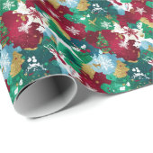 Papier Cadeau Festive Watercolor Holiday Silhouettes  (Coin rond)