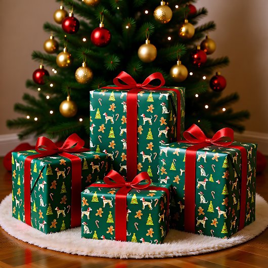 Papier Cadeau Festive Whippet Noël