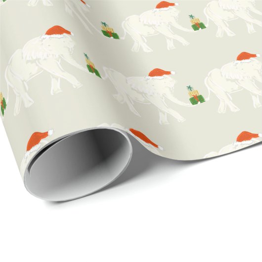 Papier Cadeau Festive White Elephant Christmas Party Illustrated (Coin rond)