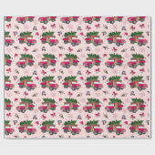 Papier Cadeau Festivités Noël Camion rouge et chat (Plat)