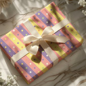 Papier Cadeau Fête à Rayures Confettis