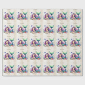 Papier Cadeau Fête Aquarelle Sirène Mer Vie Mignonne Belle (Plat)