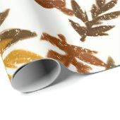 Papier Cadeau Fête Automne Rustique Fantaisiste Couleurs Feuille (Coin rond)