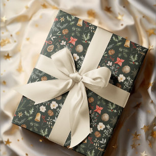 Papier Cadeau Fête botanique hivernale de Noël