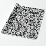 Papier Cadeau Fête Camouflage noir gris blanc arctique<br><div class="desc">Papier d'emballage</div>