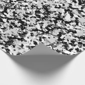 Papier Cadeau Fête Camouflage noir gris blanc arctique (Coin)