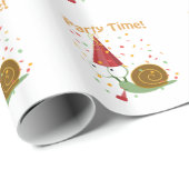 Papier Cadeau Fête Confetti Heure ! Escargot (Coin rond)